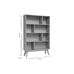 Bibliothèque scandinave en bois clair chêne 8 casiers L110 cm INGRID