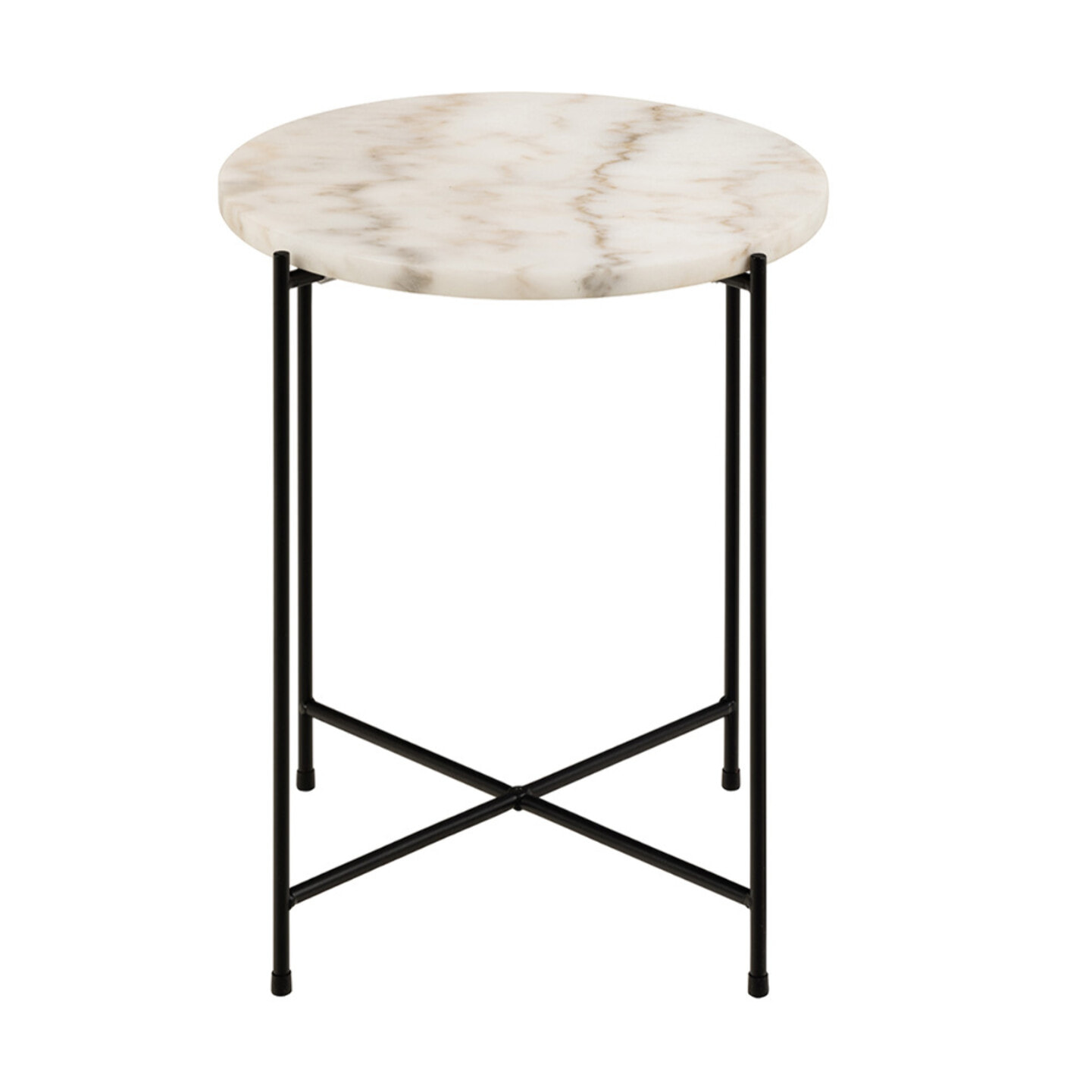 Ezaro - table basse - 42 cm - plateau en marbre - pieds en acier - Blanc