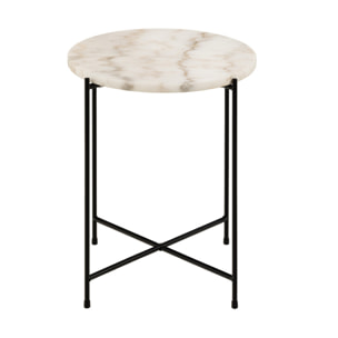 Ezaro - table basse - 42 cm - plateau en marbre - pieds en acier - Blanc