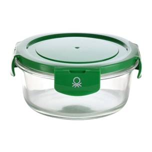 Hermético redondo 840ml borosilicato tapa verde rainbow benetton