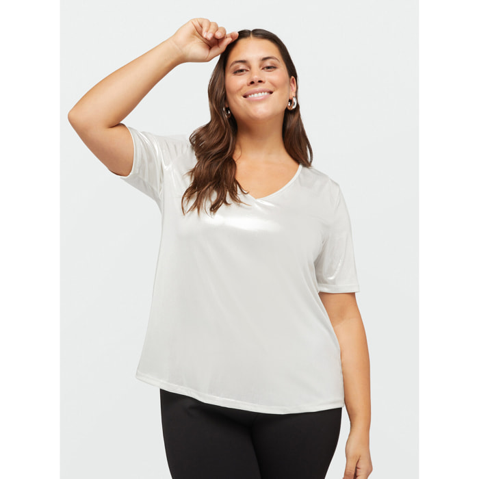 Fiorella Rubino - T-shirt effetto laminato - Bianco