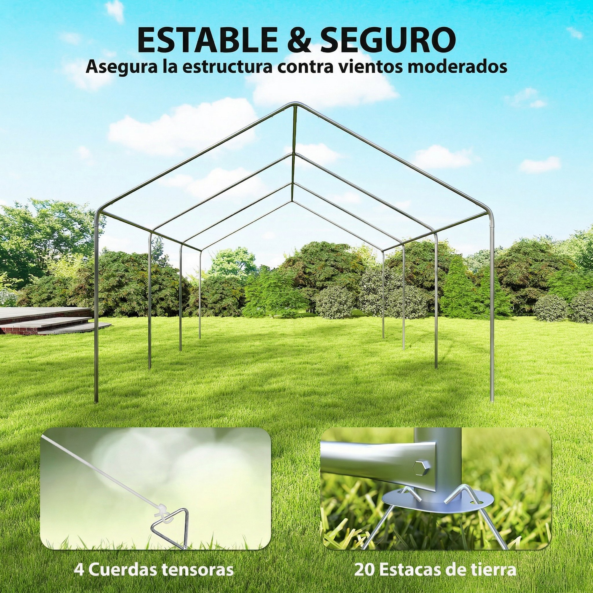 Carpa para Fiesta 4x6 m, Carpa de Jardín con Estructura Acero Galvanizado, Laterales Extraíbles, 2 Puertas con Cremallera, 6 Ventanas, UPF30+, Cenador Gazabo para Boda, Eventos, Gris y Blanco