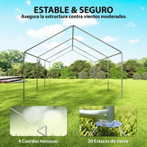 Carpa para Fiesta 4x6 m, Carpa de Jardín con Estructura Acero Galvanizado, Laterales Extraíbles, 2 Puertas con Cremallera, 6 Ventanas, UPF30+, Cenador Gazabo para Boda, Eventos, Gris y Blanco