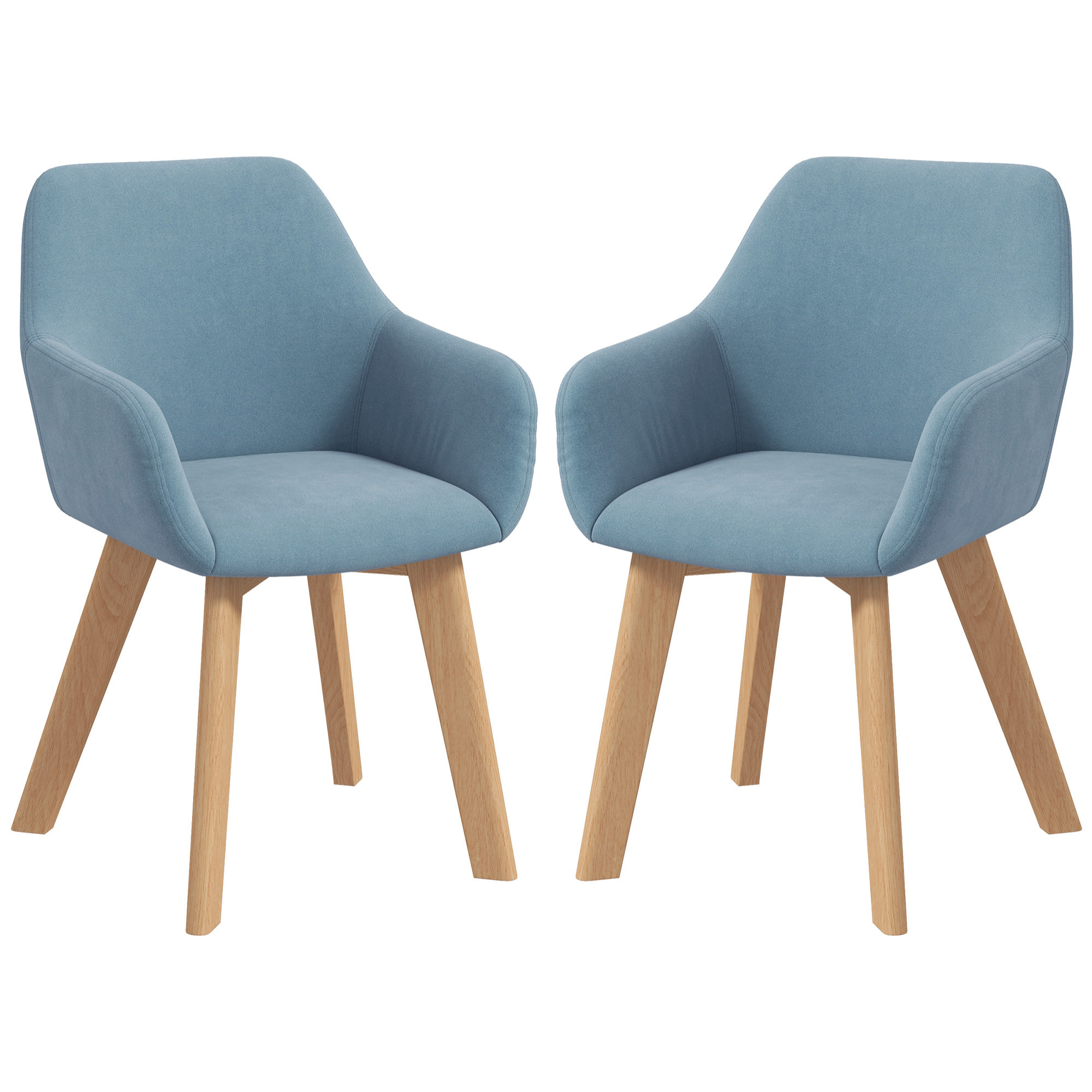 Chaises de visiteur design scandinave - lot de 2 chaises - pieds bois hévéa - assise dossier accoudoirs velours bleu