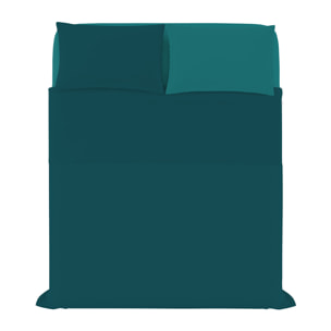 COMPLETO LETTO NATURAL COLOR, 100% Cotone, Made in Italy - VERDE PETROLIO/VERDE BOTTIGLIA