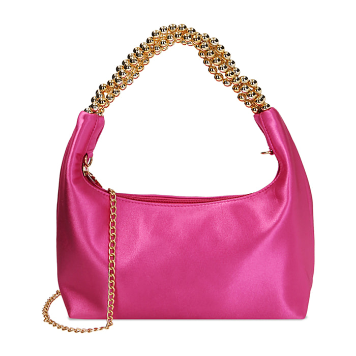 Borsa a mano fucsia in raso