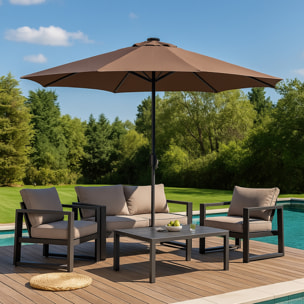 Parasol droit rond led Ø 3 m chocolat ITALORA