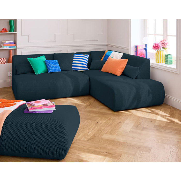 Onyx - pouf d'appoint - en tissu mailles 3D - Bleu canard