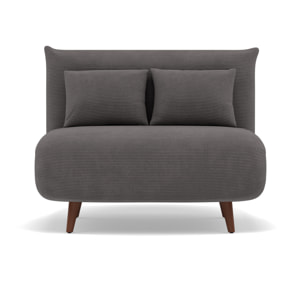 Lumi - Banquette convertible clic-clac 1 place en velours côtelé - Gris