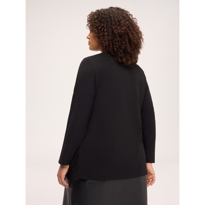 Fiorella Rubino - T-shirt in cotone con dettaglio in pizzo - Nero