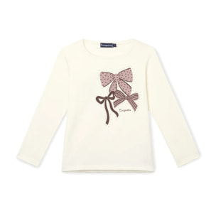 Camiseta de manga larga blanco roto con lazo