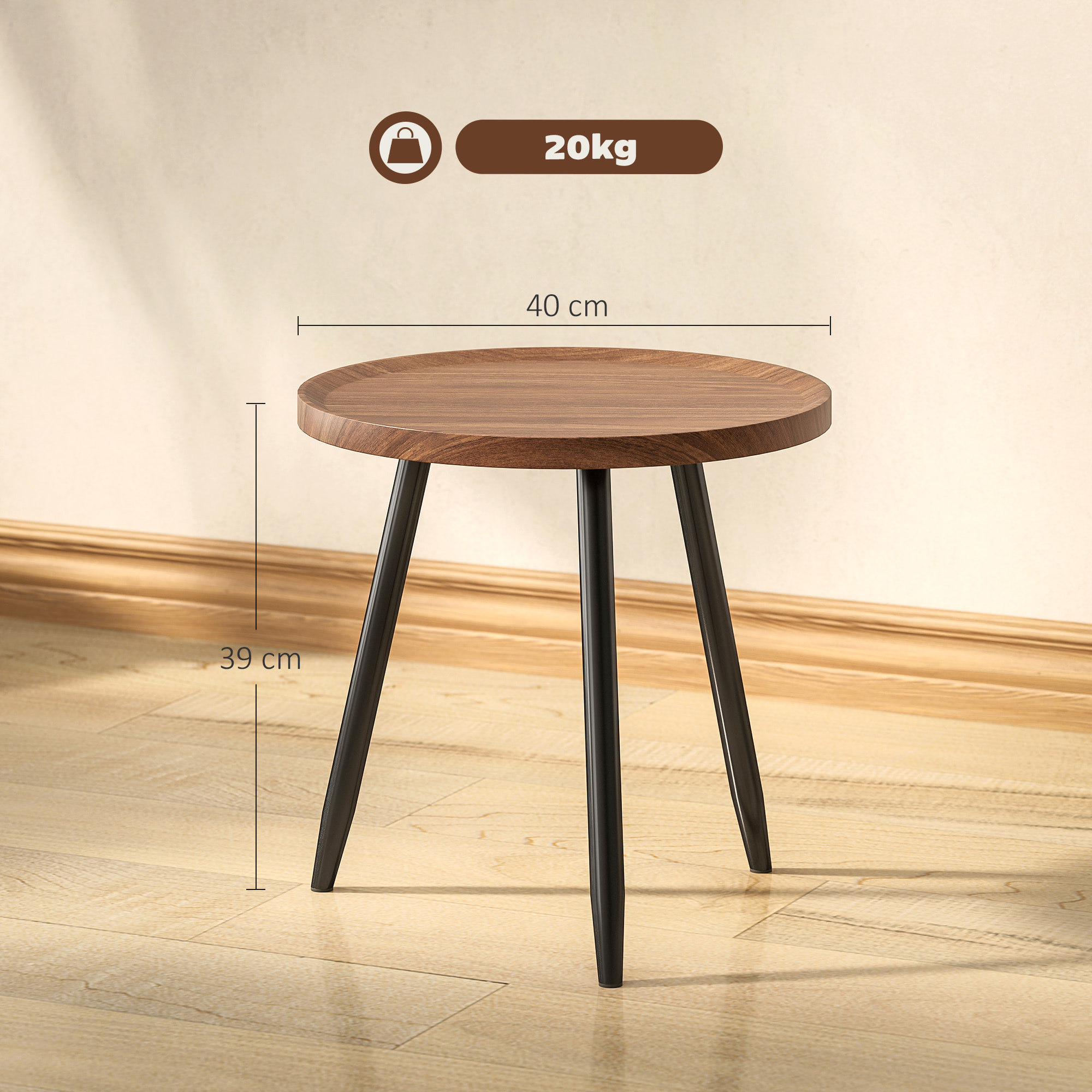 Tables basse gigogne design piètement effilé métal noir effet bois de noyer