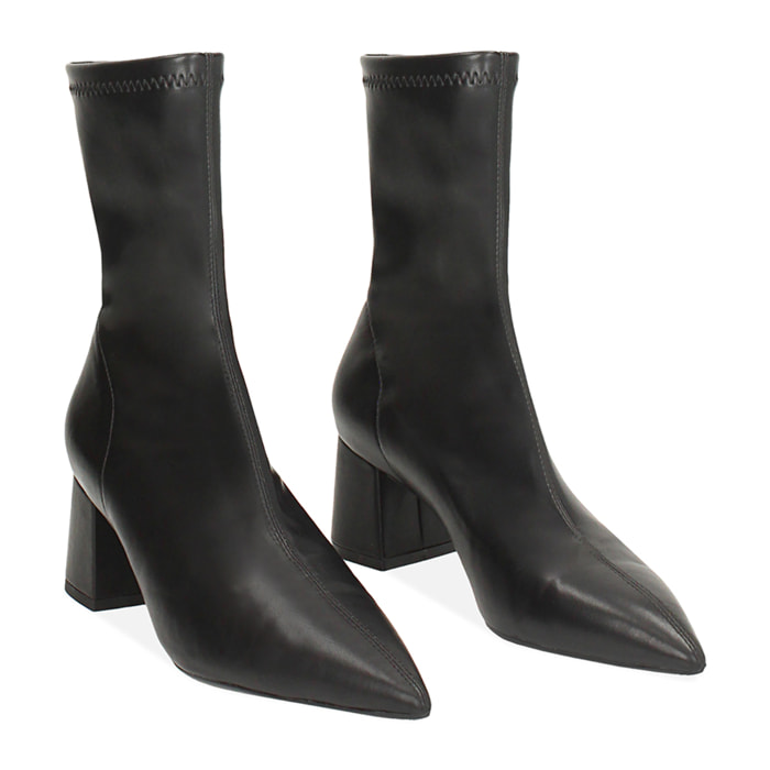 Tronchetto nero elastico, tacco 6 cm
