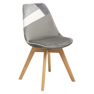 Chaise style scandinave "Baya Patchwork" Atmosphera - Couleur: Gris