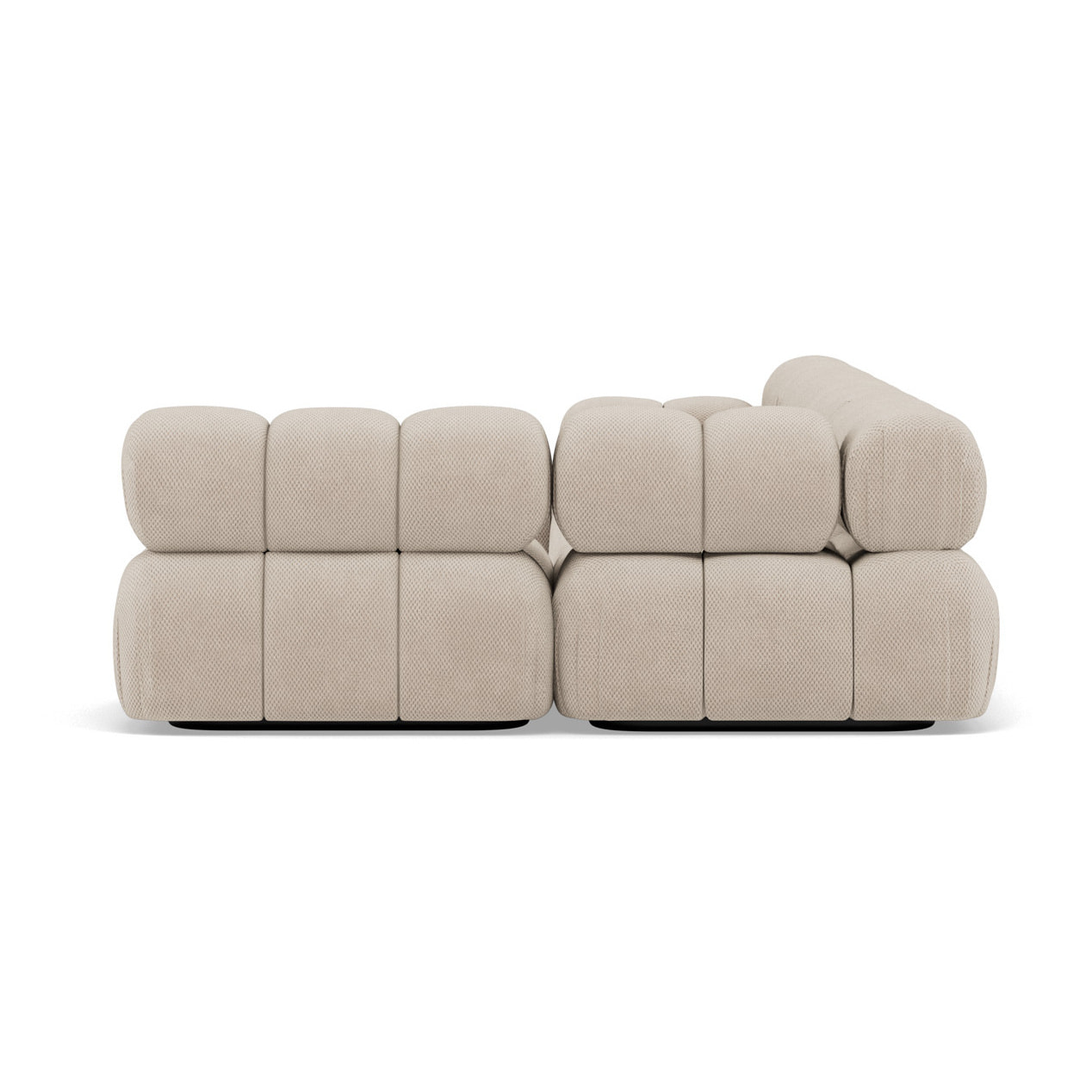 Ruby - canapé panoramique modulable d'angle droit 7 places en velours texturé - Beige