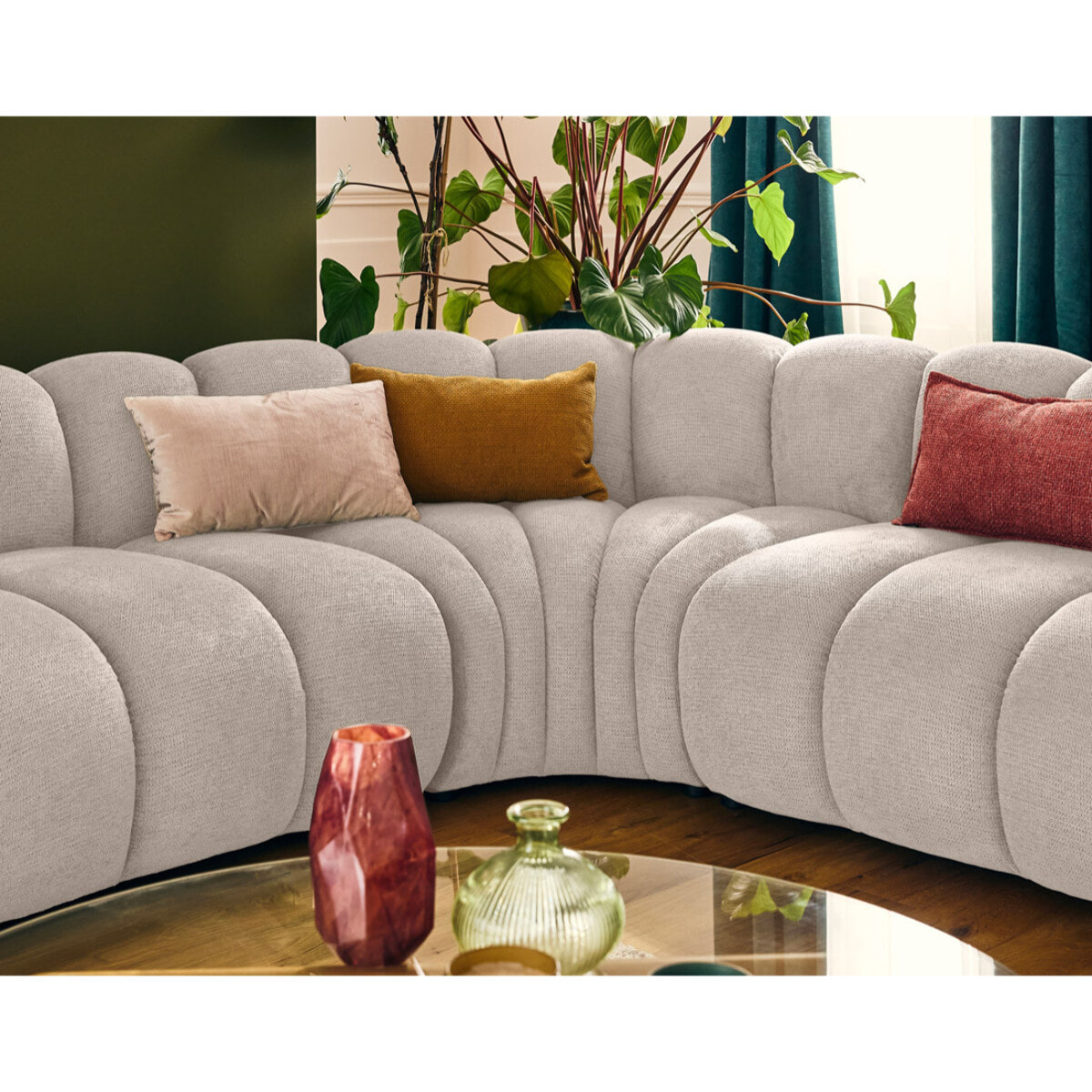 Debbie - module d'angle réversible en tissu texturé - Beige