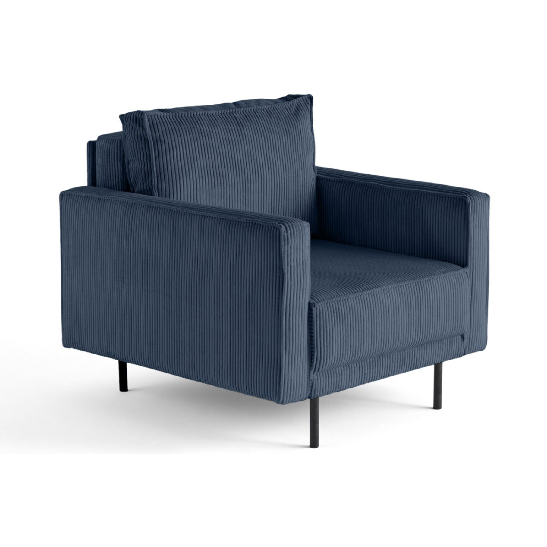 Charlie - fauteuil - pieds hauts - en velours côtelé - Bleu marine