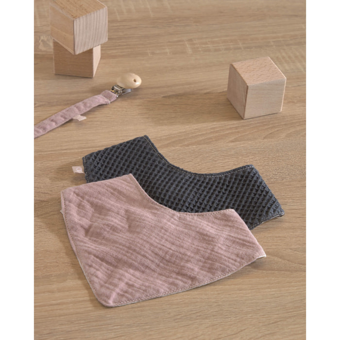 Kave Home - Set di 2 bandane Marinet rosa e blu 100% cotone biologico (GOTS)