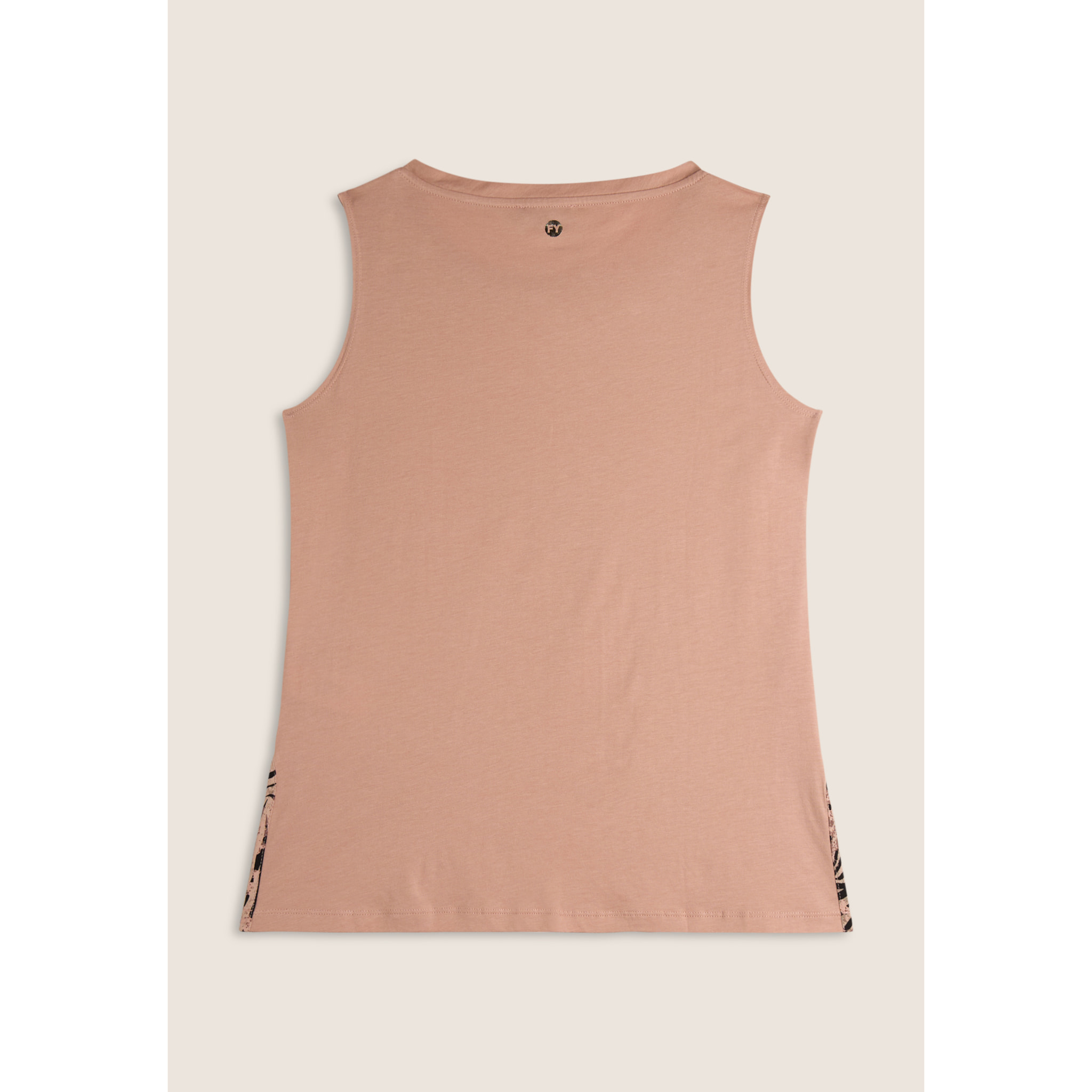 Canotta con fondo svasato e grafica con borchie