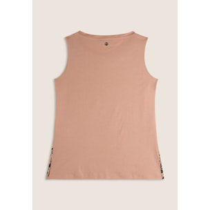 Canotta con fondo svasato e grafica con borchie