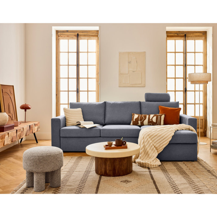 Barrie - canapé d'angle réversible 4 places avec têtière amovible en tissu - Gris