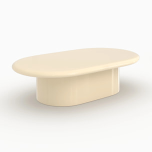 Table basse ovale laquée blanche en MDF, 120 cm - Sia