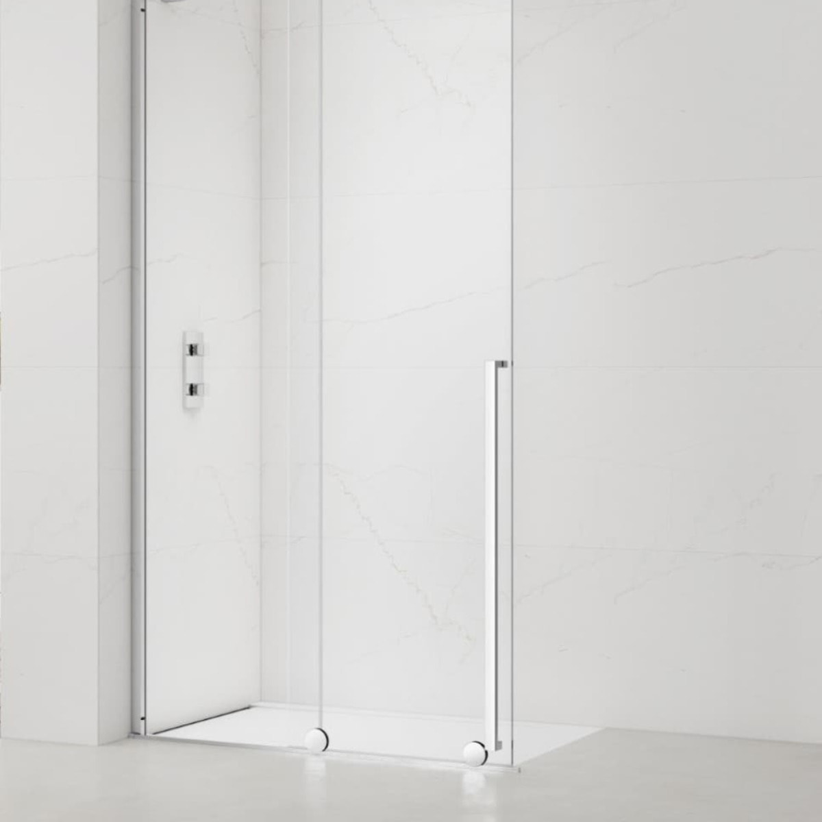 X-MOTION 110x200cm Paroi en verre coulissante Crystal Glass® 8 mm anticalcaire, avec bras et profilés chrome brillant (SATBWIXM1