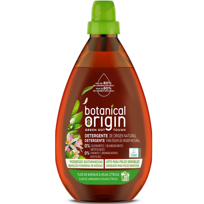 Botanical Origin Detergente para la ropa Ecológico Fragancia Flor de naranjo y hojas cítricas 40 lavados (2x20 dosis)
