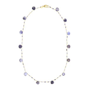 Collana Girocollo Rosario placcata Oro Giallo 18Kt con Ciondoli in Iolite Viole Sfaccettata