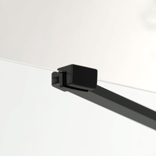 Fusion ensemble porte pivotante /paroi 100x80cm anticalcaire avec profilés noir mat (SATFUD100S80C-SET)