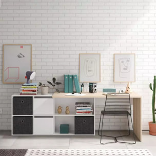 Mesa de escritorio Adapta XL Blanco Artik (Blanco Mate) - Roble Canadian