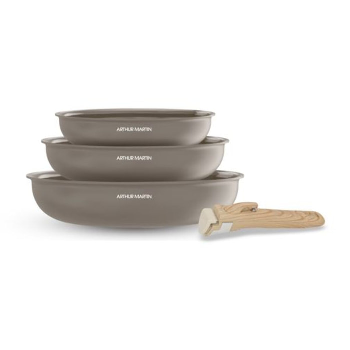 Lot de 3 poêles gris mat