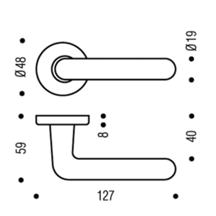 Béquille double Golf 1322 BEZAULT Argent Rosace Ø48 - 0153023