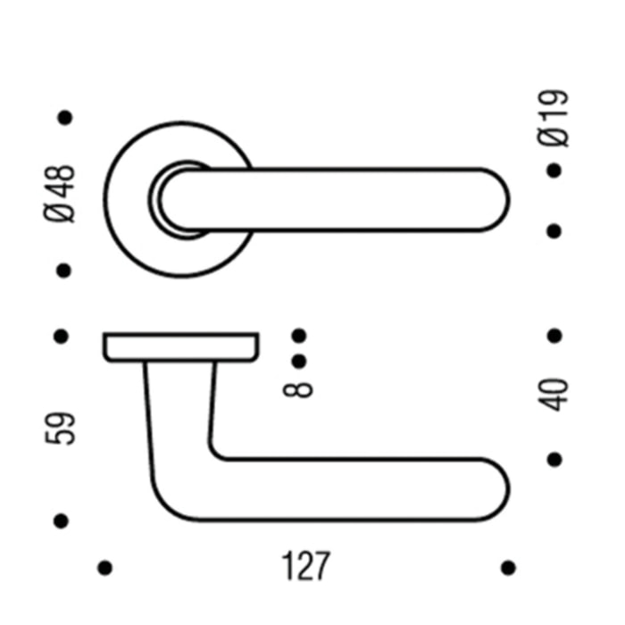 Béquille double Golf 1322 BEZAULT Argent Rosace Ø48 - 0153023