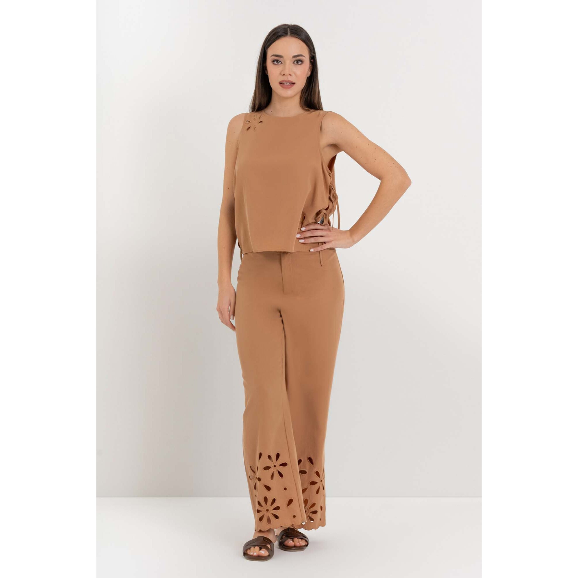 Kocca - Blusa da donna senza maniche in lyocell e lino con cut-out Donna