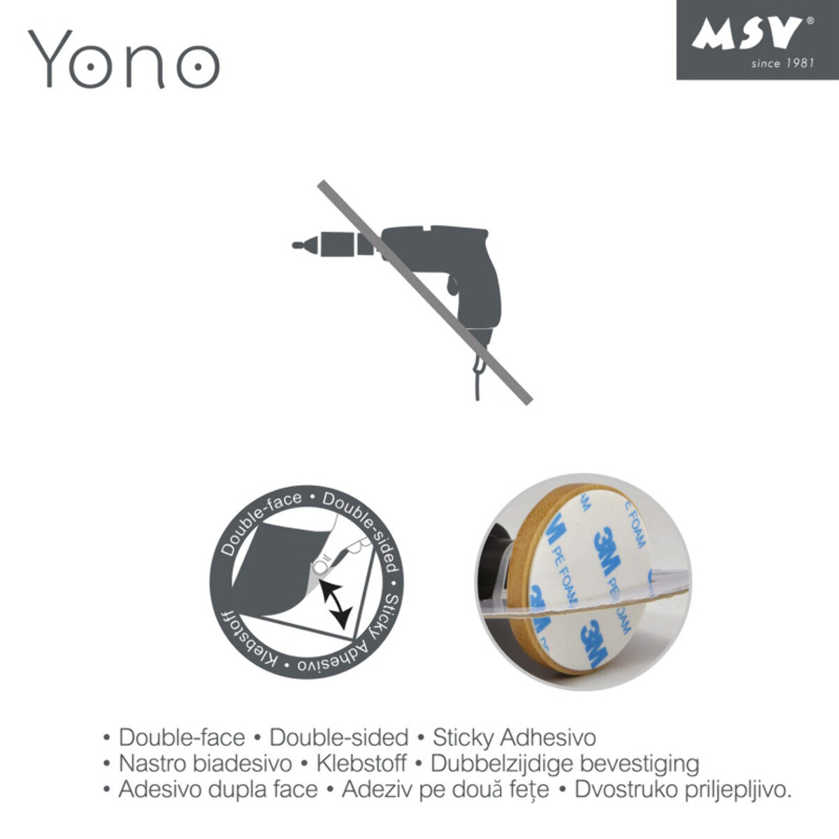 Double crochet mural YONO Bambou & Noir mat MSV