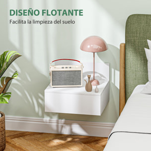 Juego de 2 Mesitas de Noche Flotantes Mesillas de Noche para Dormitorio con Cajón Mesas de Noche para Habitación Hogar 43x36,5x30,5 cm Blanco