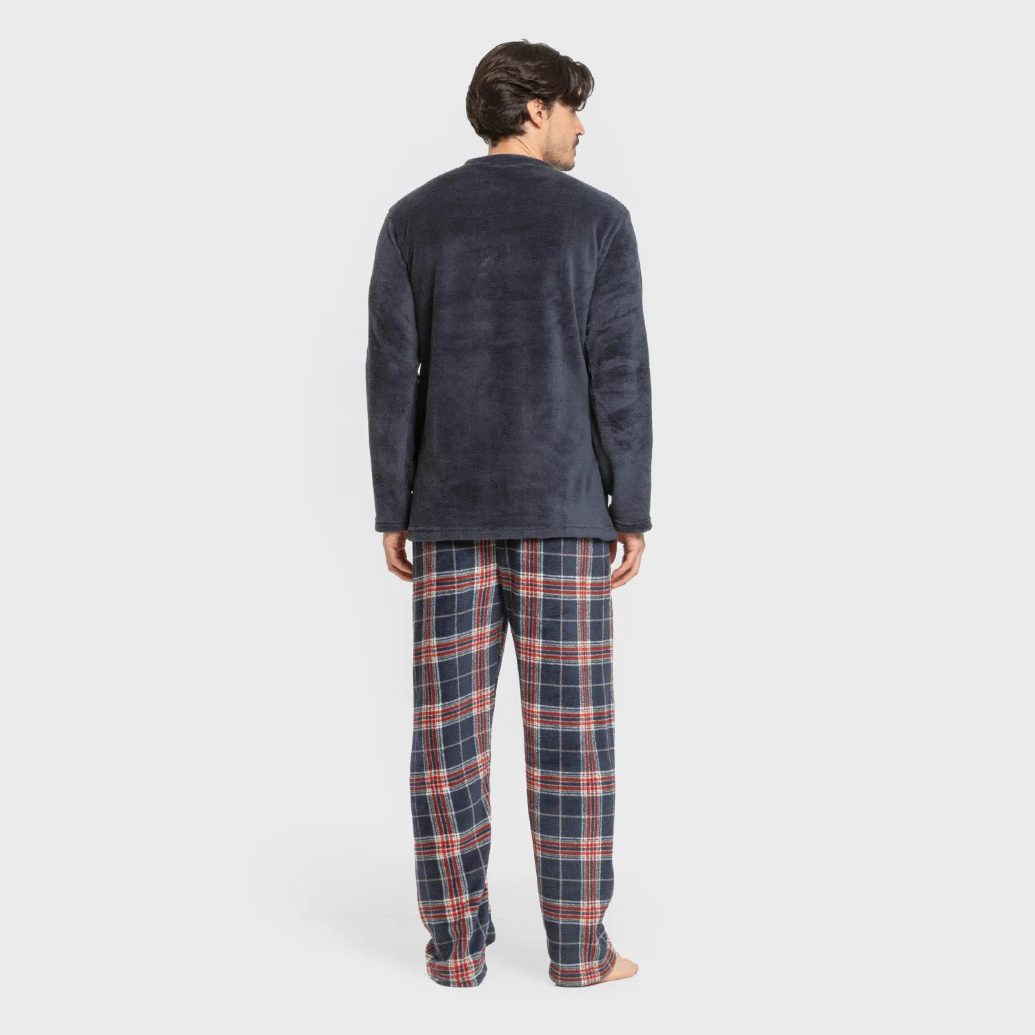 Pijama coral hombre Cuadro Curtis Azul Marino