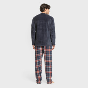 Pijama coral hombre Cuadro Curtis Azul Marino