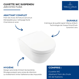WC suspendu combi-pack VILEROY ET BOCH Architectura 53 x 37 x 40 cm