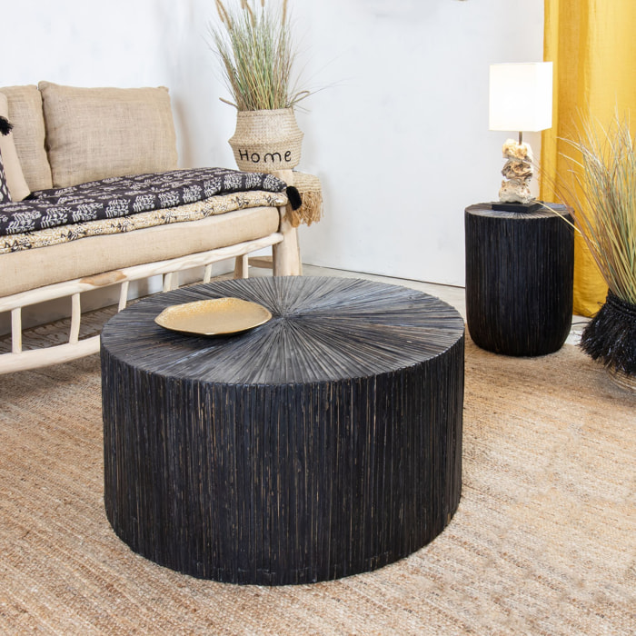 Table basse en bois et feuilles de cocotier TUPAI