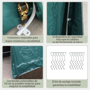 Carpa de Jardín Exterior para Herramientas Bicicletas 2,4x2x2 m Cobertizo Exterior con 2 Puertas con Cremallera Impermeable Anti-UV Carpa para Jardín Verde