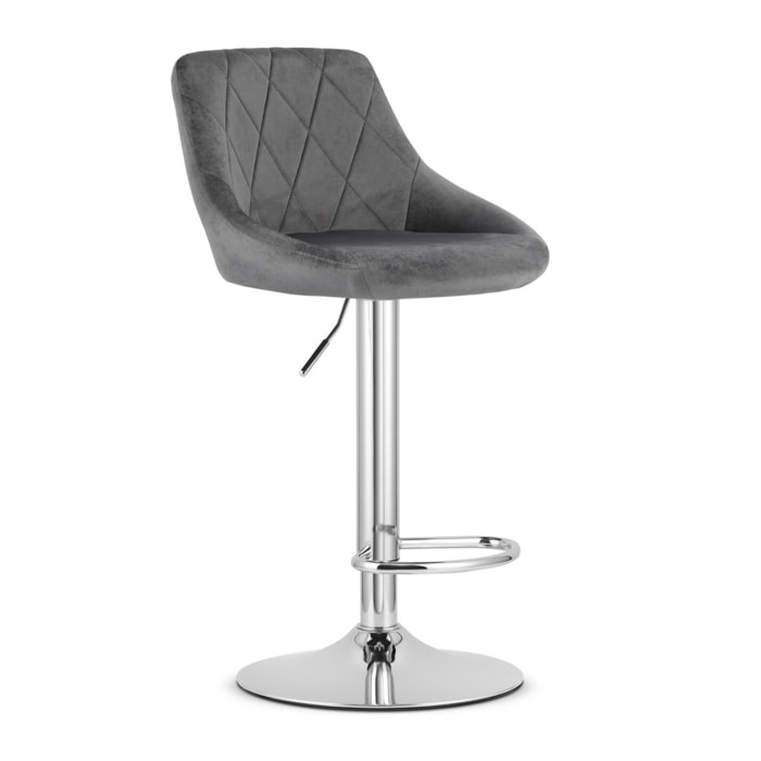 Set di 2 sgabelli bar Kast in velluto grigio e acciaio cromato