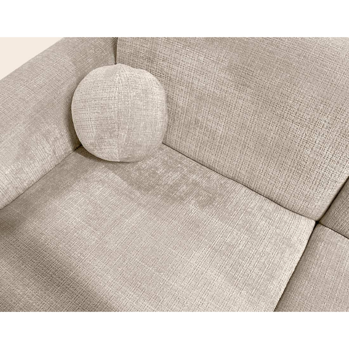 Louise - Canapé d'angle gauche 4 places en velours texturé - Beige