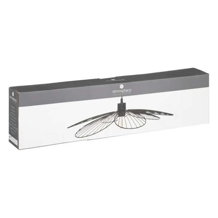 Suspension "Fleur" métal noir D57cm