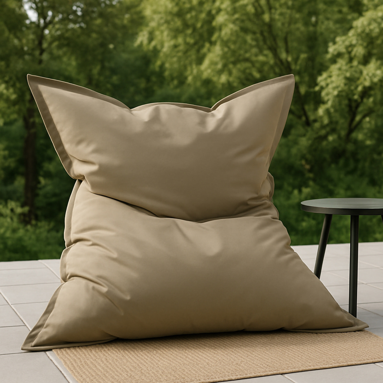 Pouf rectangulaire d'extérieur XXL 180x140cm taupe THIES