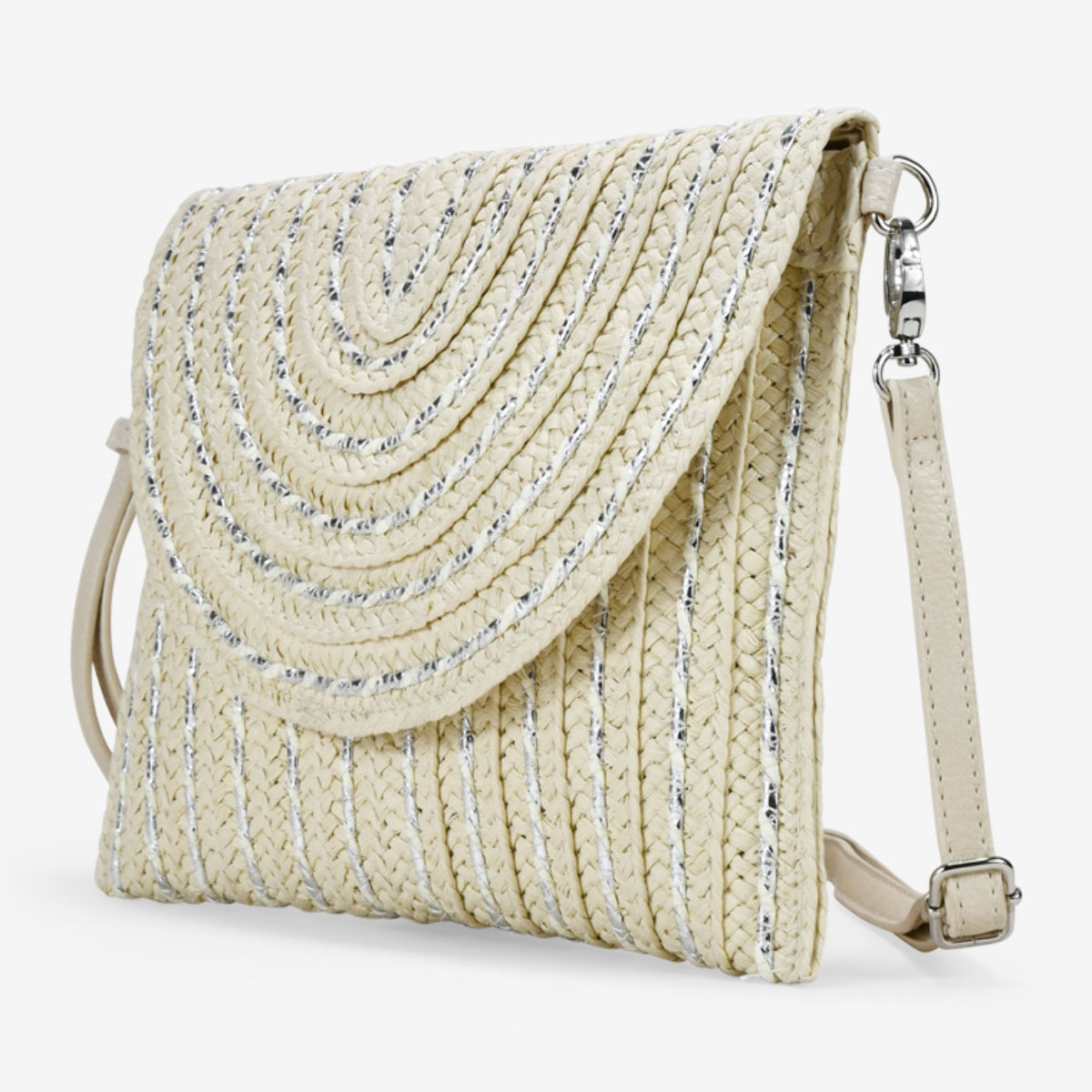 Bolso de mano beige con solapa