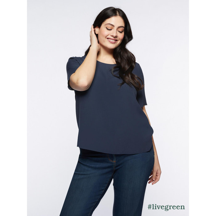 Fiorella Rubino - Blusa dritta in viscosa ECOVERO™ - Blu