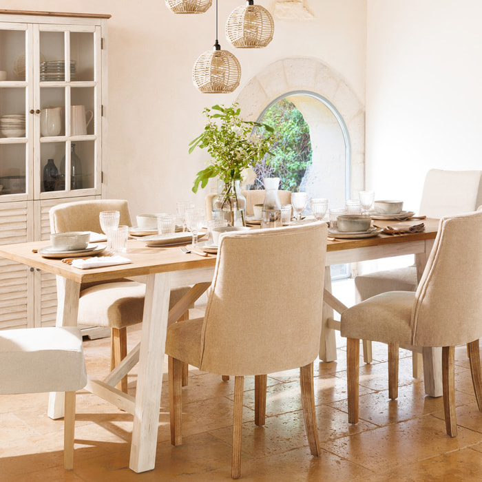 Table à manger "Olbia" en acacia L200cm blanc