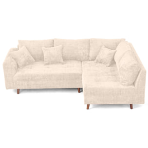 Rune - canapé d'angle droit 4 places en velours texturé - Beige